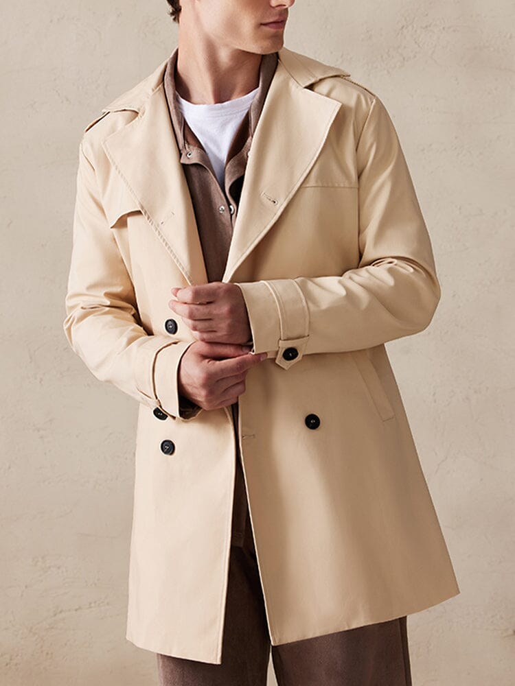 Men's Double-Breasted Cotton Blend Trench Coat