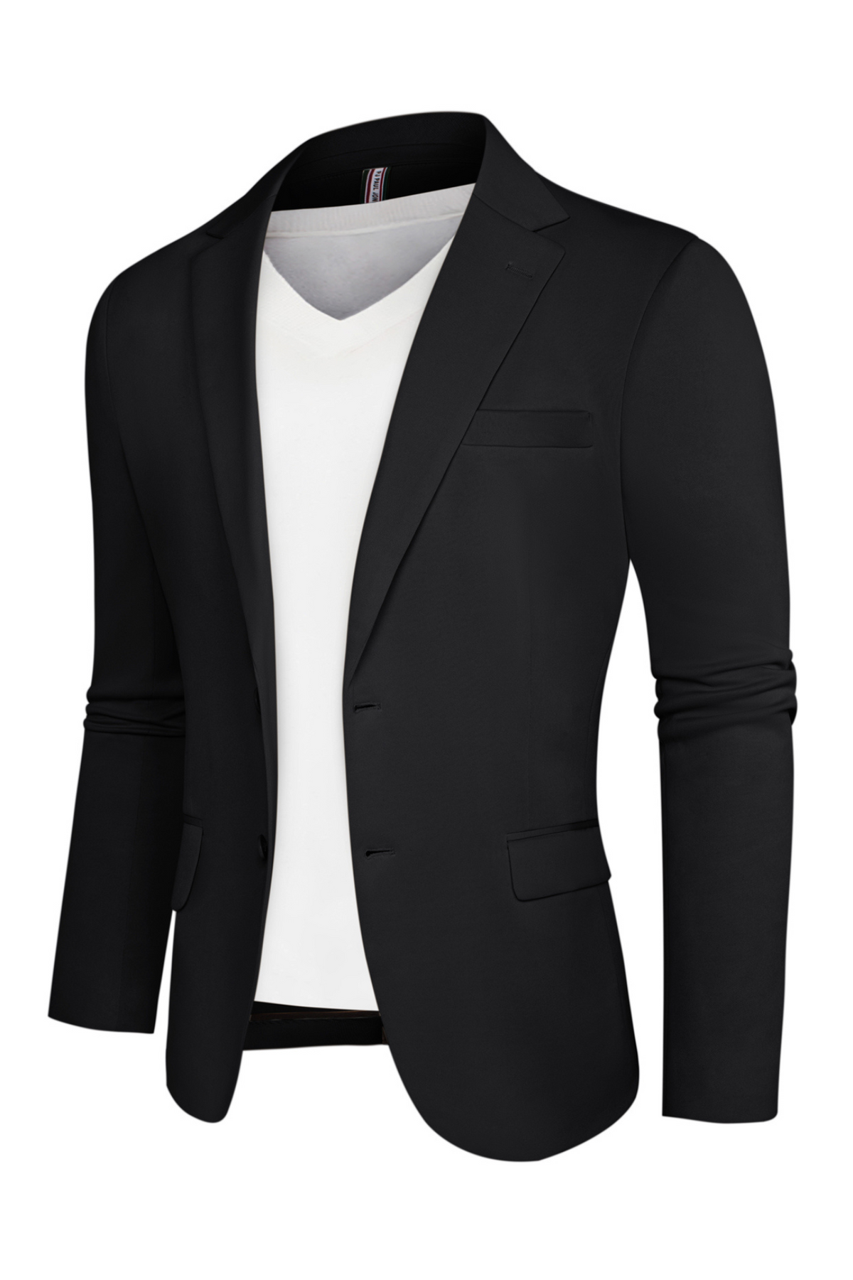 Men's Casual Button-Front Blazer with Side Slit and Lapel Collar
