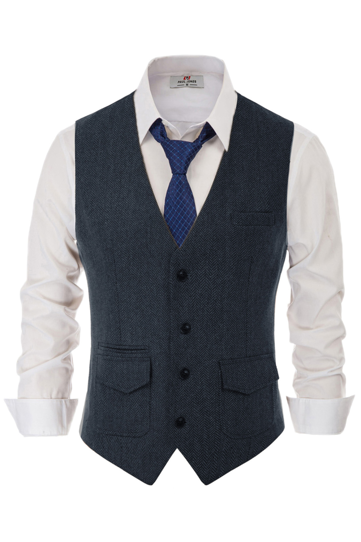 Men's Casual Tweed Suit Vest with Pockets