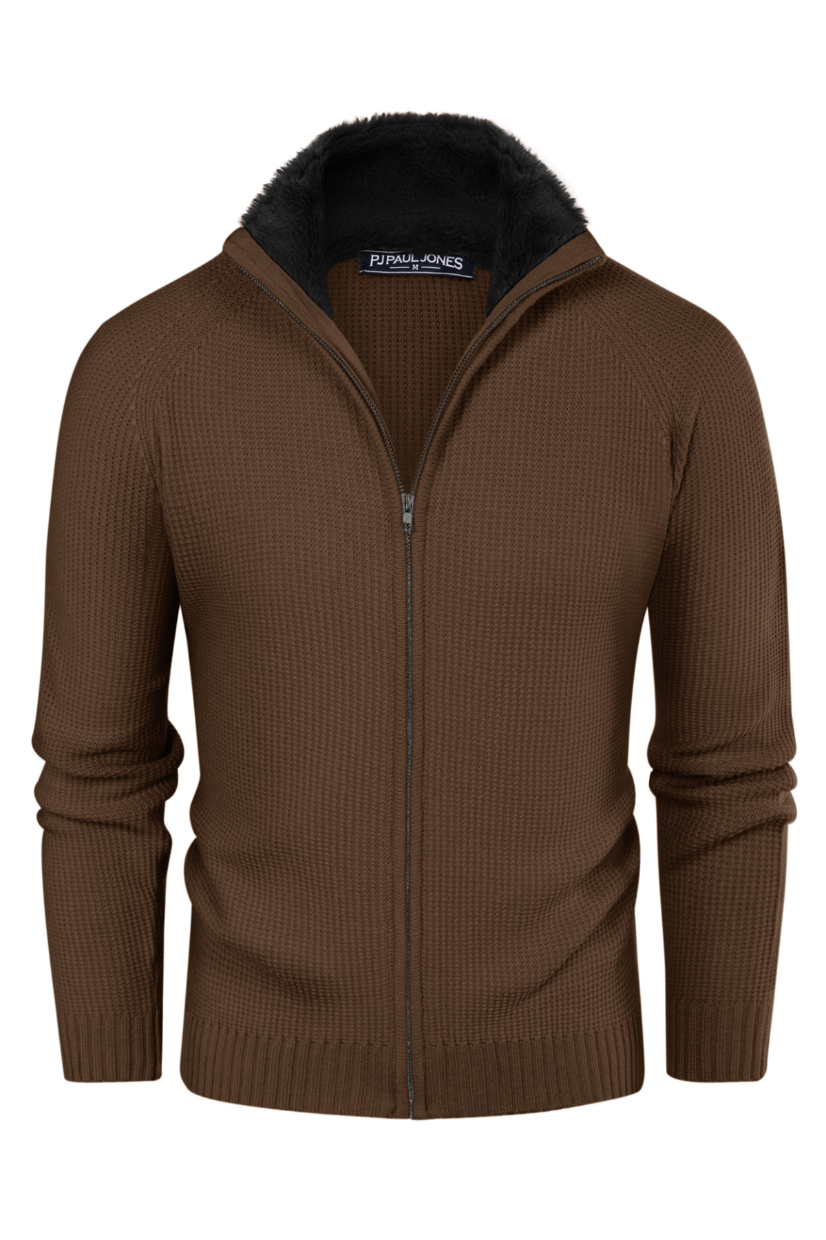 Men's Slim-Fit Zip-Up Cardigan with Stand Collar