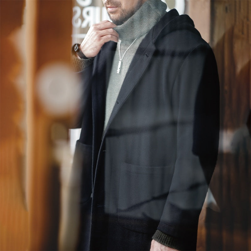 Men's Winter Coat with Hood – Navy Blue