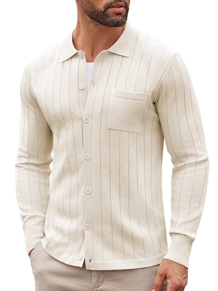 Men's Casual Ribbed Knit Cardigan