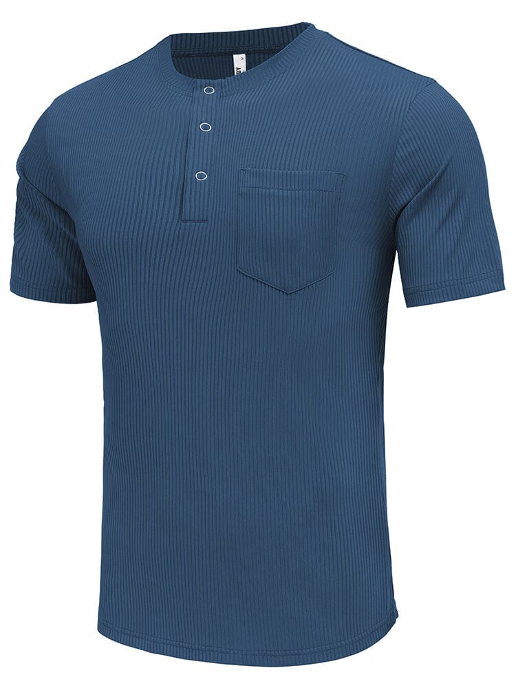 Men's Ribbed Knit Henley Top – Stretch
