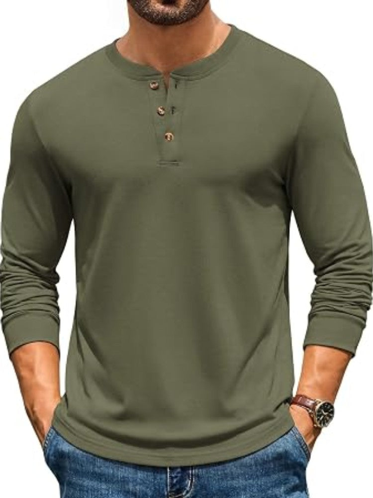 Men's Casual Henley Sweater