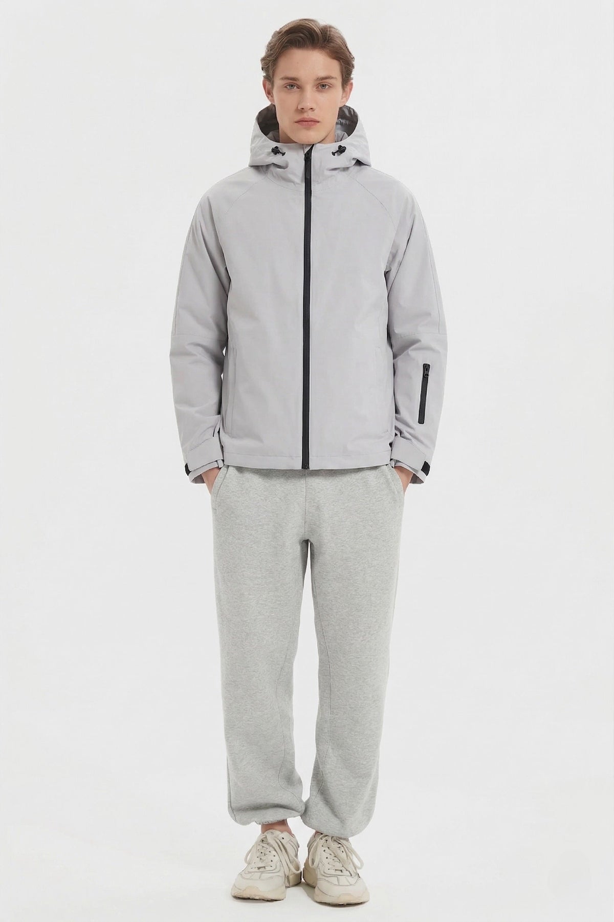 Men's Lightweight Zip-Up Windbreaker Jacket with Hood