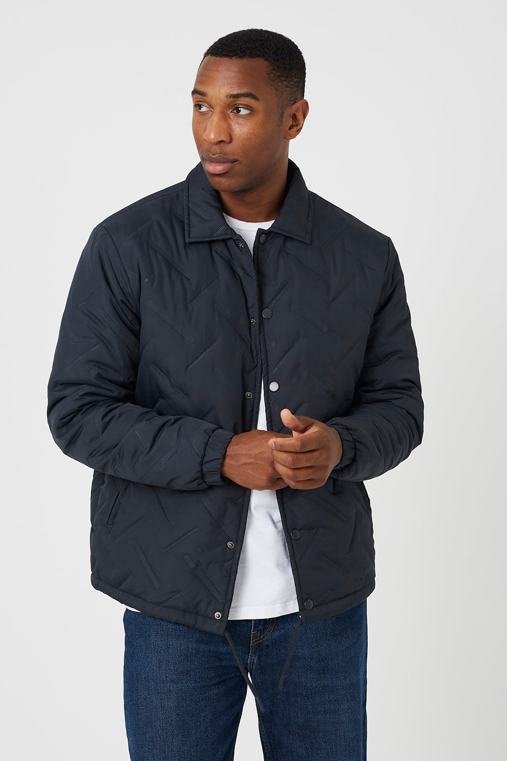Men's Quilted Padded Winter Jacket – Navy, Gray, Brown