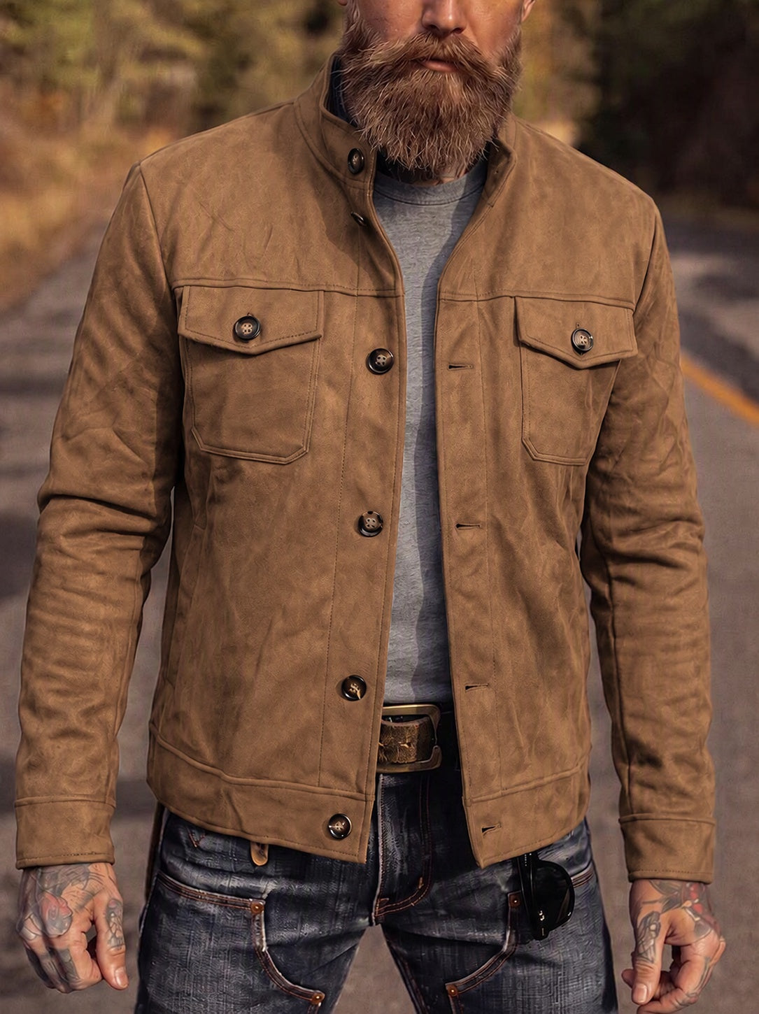 Men's Vintage-Style Faux Suede Jacket