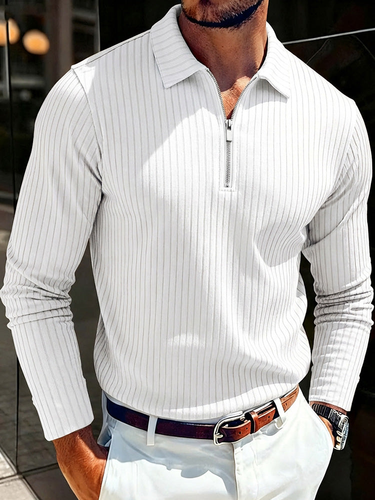 Men's Long Sleeve Ribbed Knit Quarter-Zip Sweater