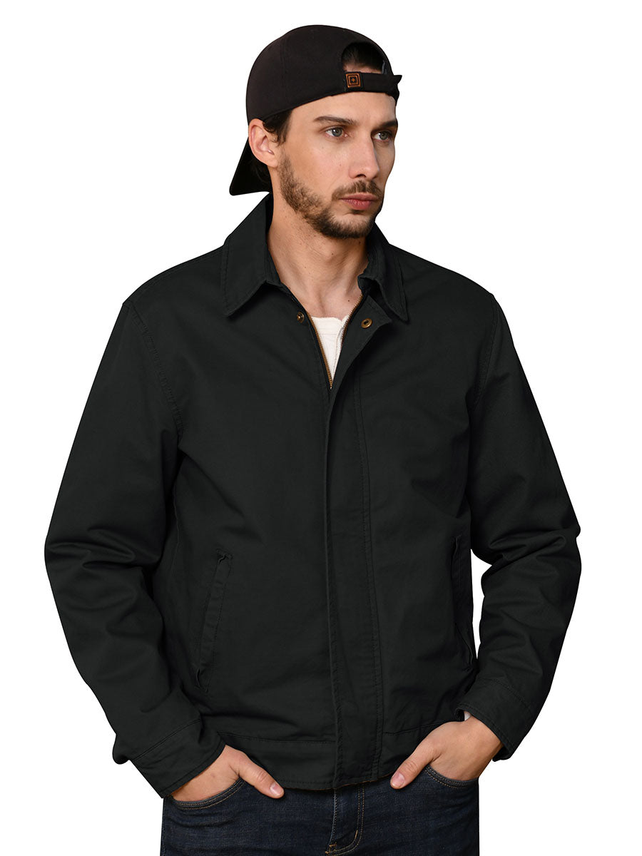 Men's Work Lightweight Cotton Jacket with Lapel Collar