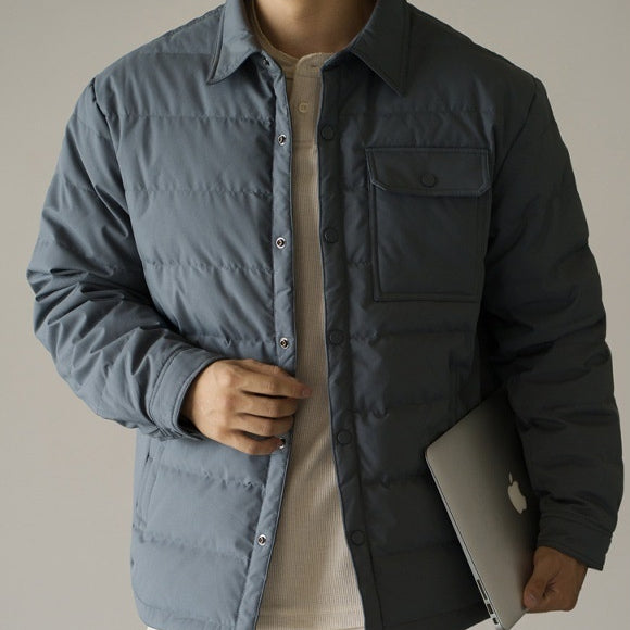 Men's Winter Puffer Jacket – Windproof, Collared