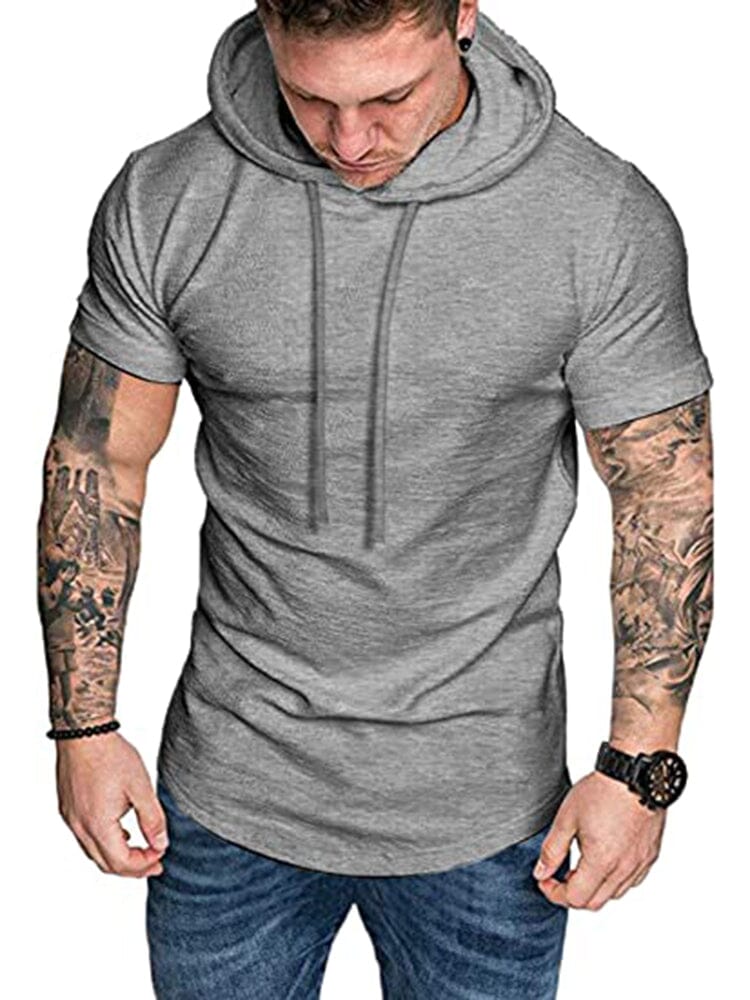 Men's Casual Short Sleeve Cotton Blend Hoodie