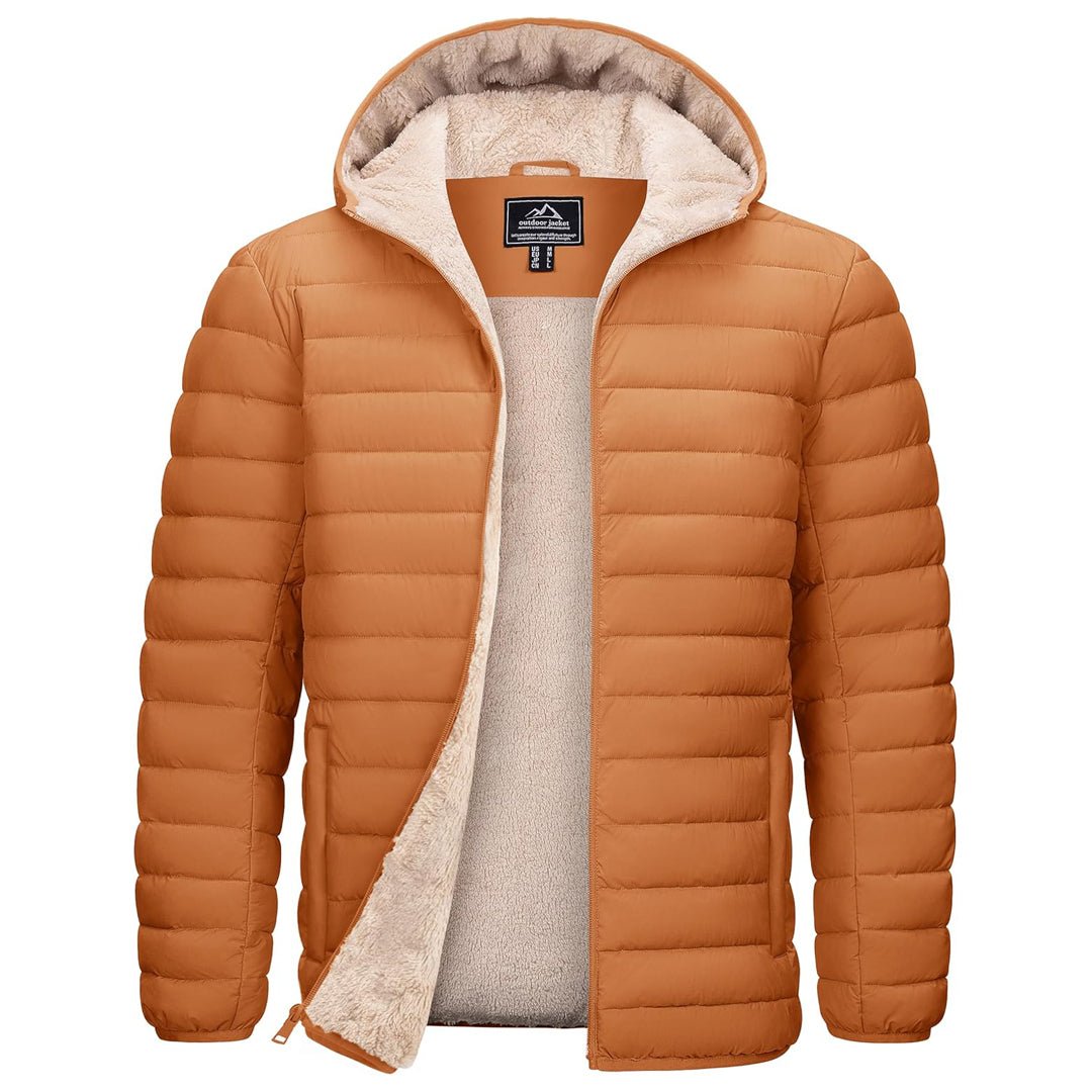 Men's Quilted Padded Winter Jacket with Hood