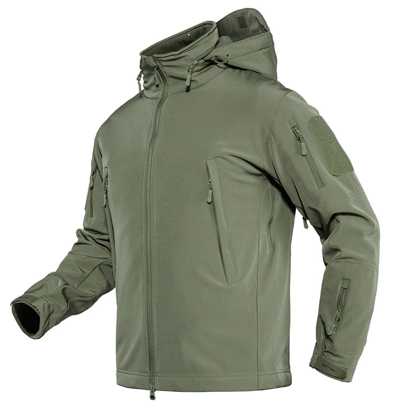 Men's Fleece Jacket with Hood – Army Green, Black, Blue, Khaki