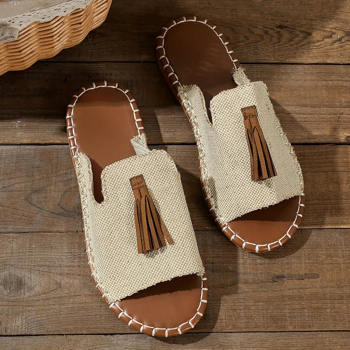 Linda | Sandals For Women | Open Toe Tassel Slide