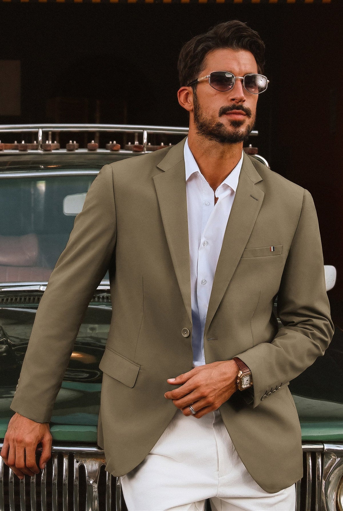 Men's Pocketed Casual Notch Lapel Blazer – Apricot