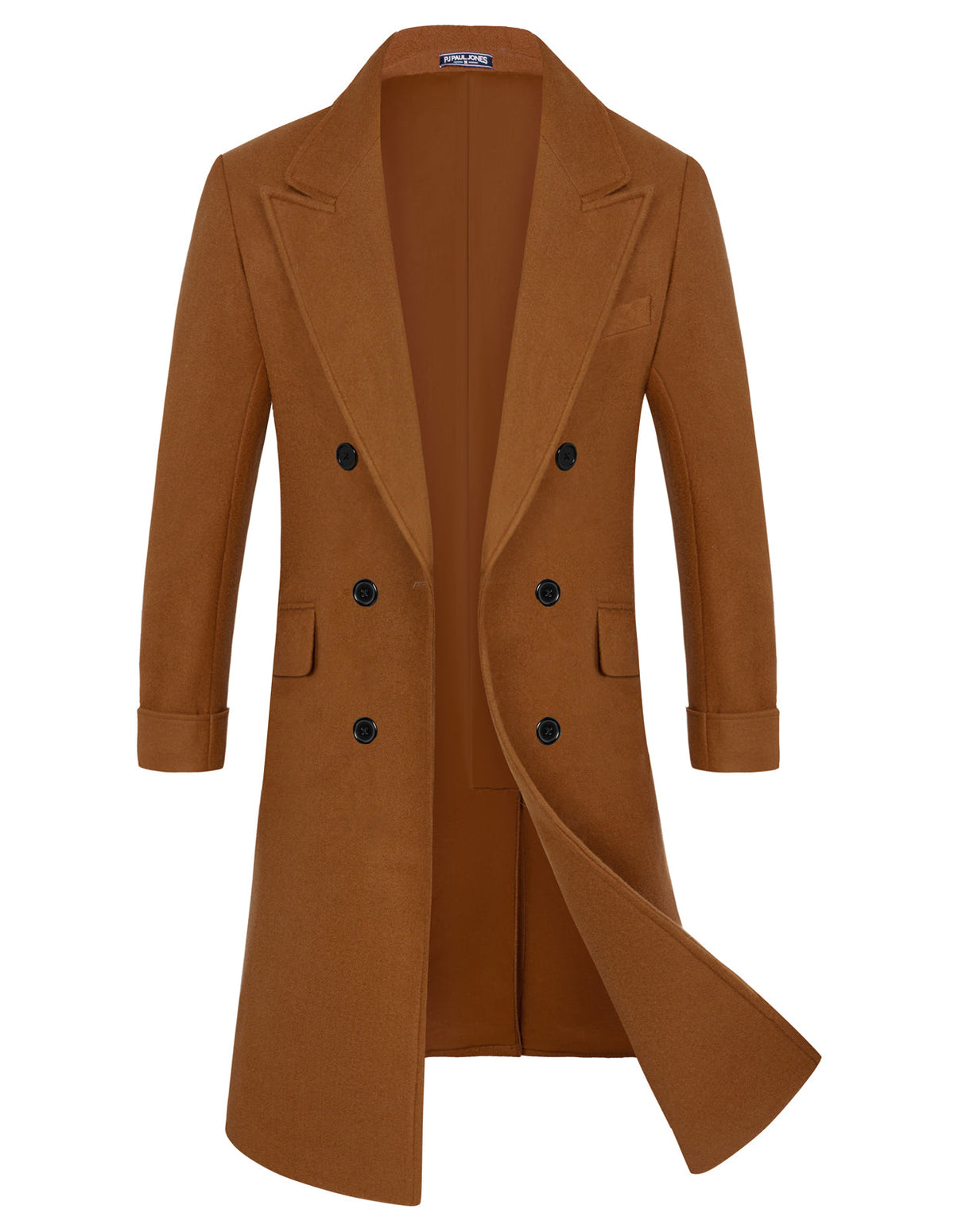 Men's Double-Breasted Pea Trench Coat – Brown
