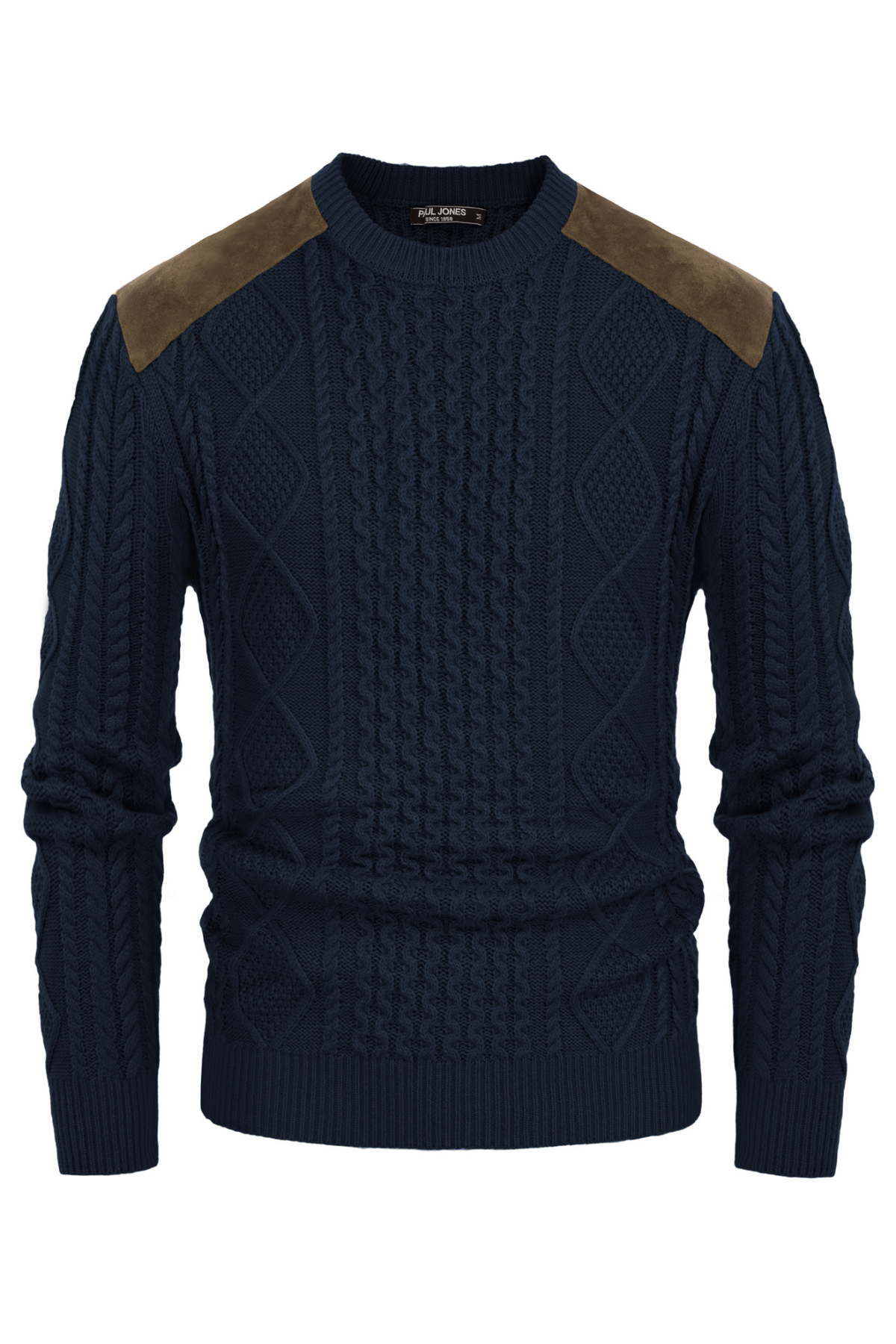 Men's Vintage-Style Casual Cable Knit Crew Neck Sweater