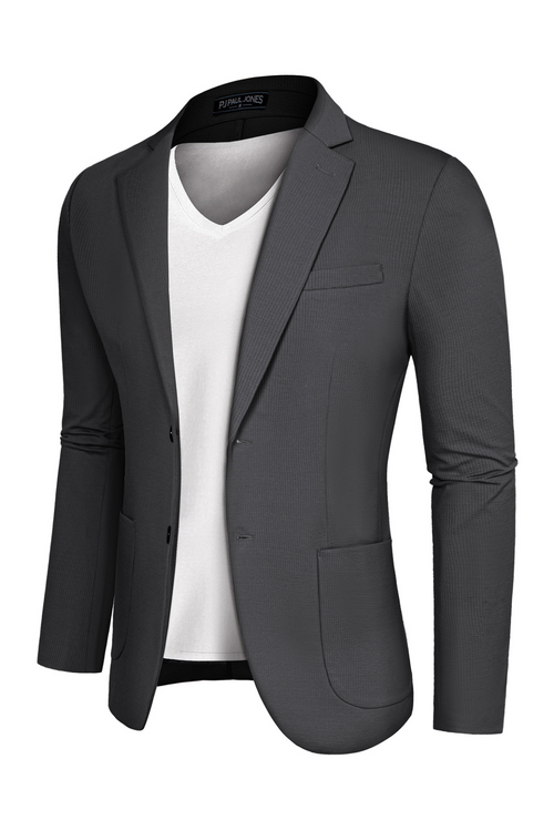 Men's Knit Sport Coat Business Casual Blazer – Dark Gray