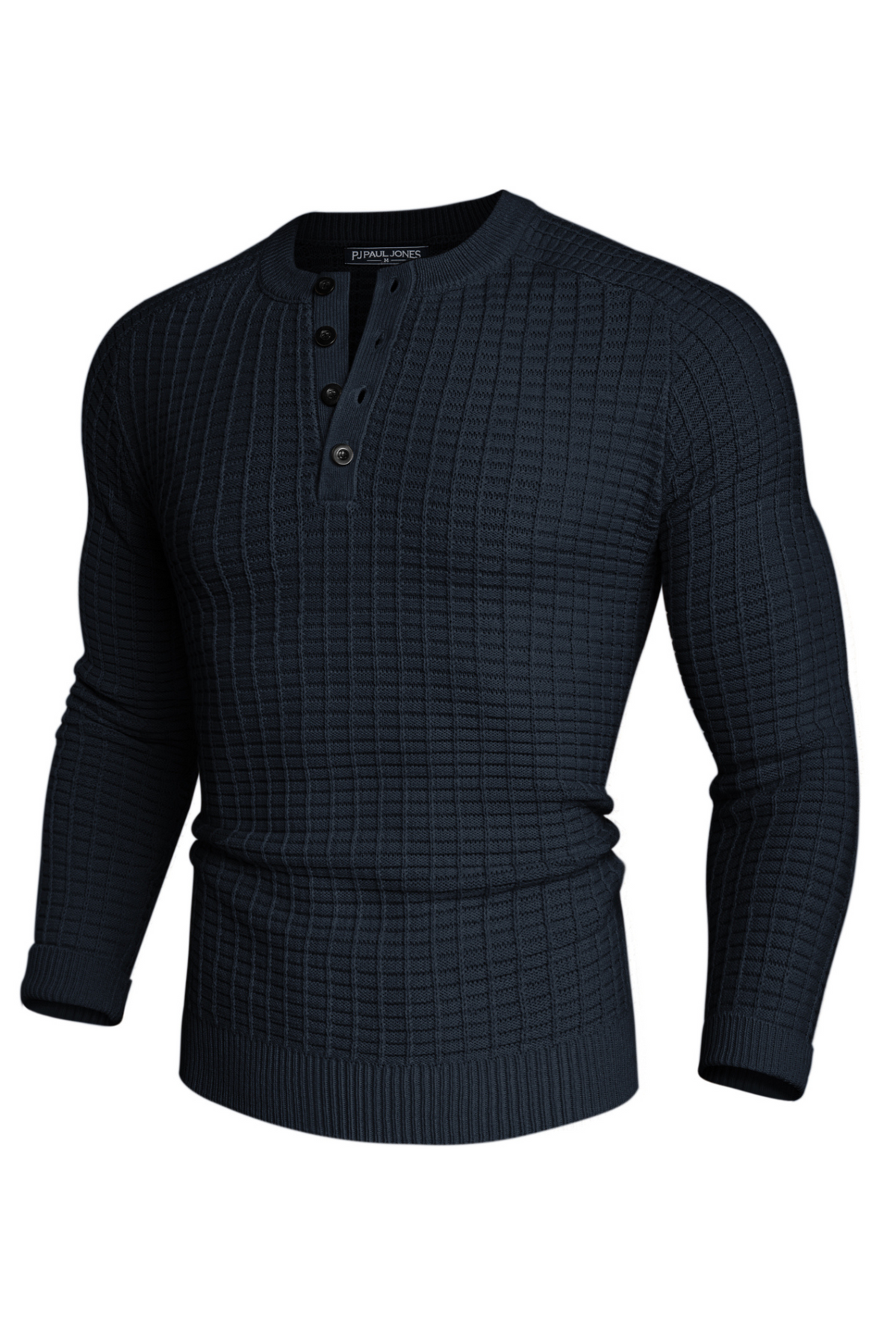 Men's Button-Up Textured Sweater – Navy