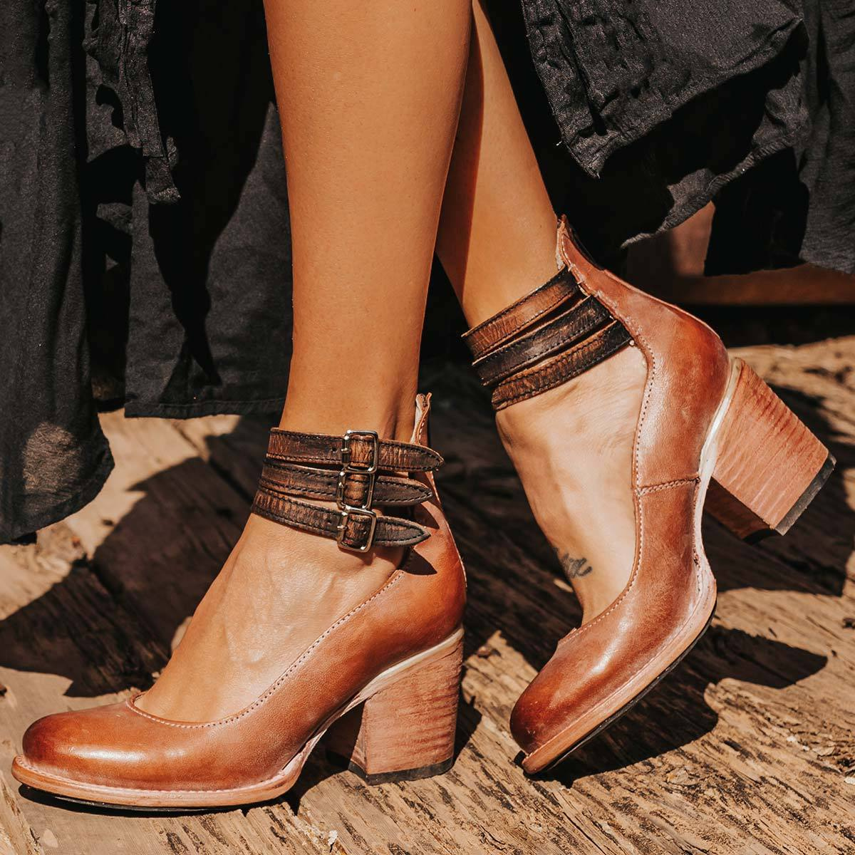 Heels For Women | Ankle Strap Block Heel Boot