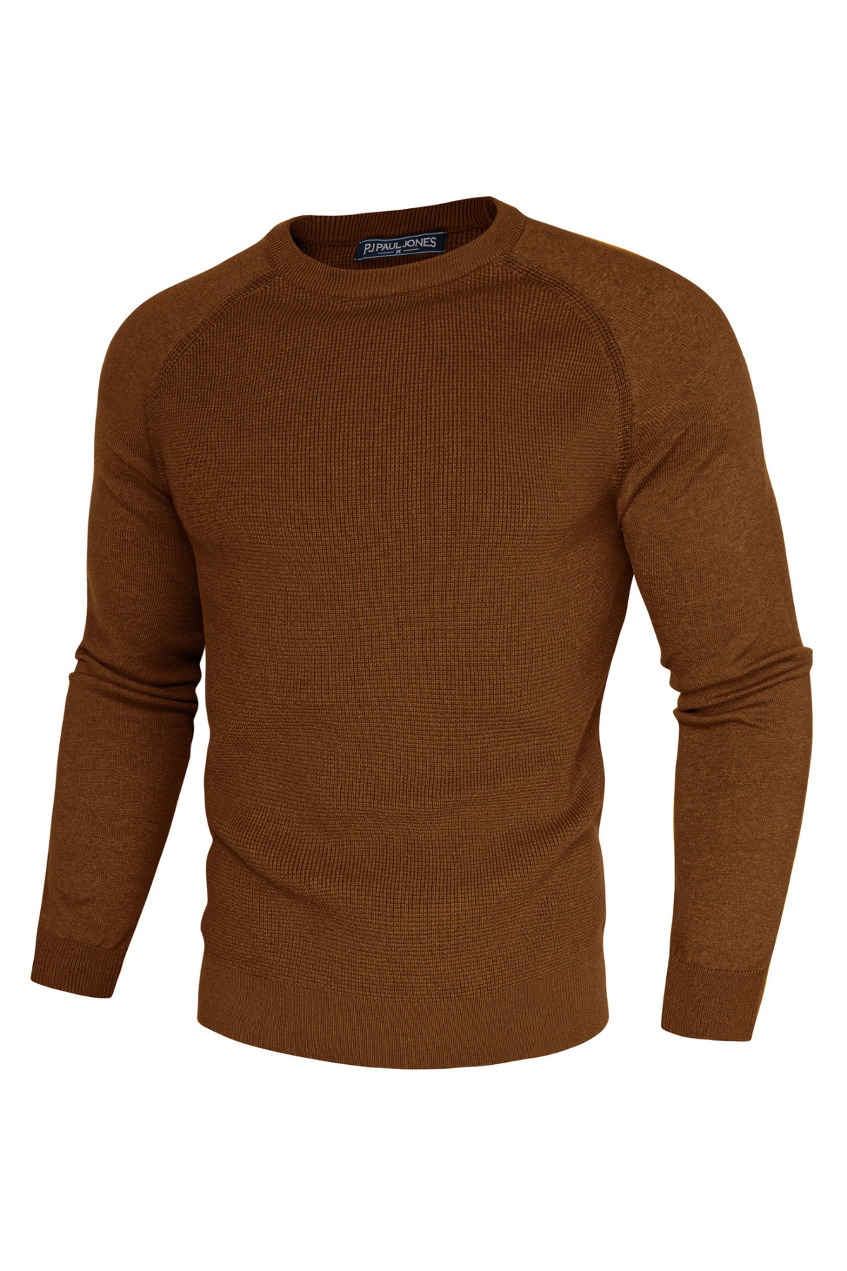Men's Waffle Knit Textured Crew Neck Sweater – Chocolate