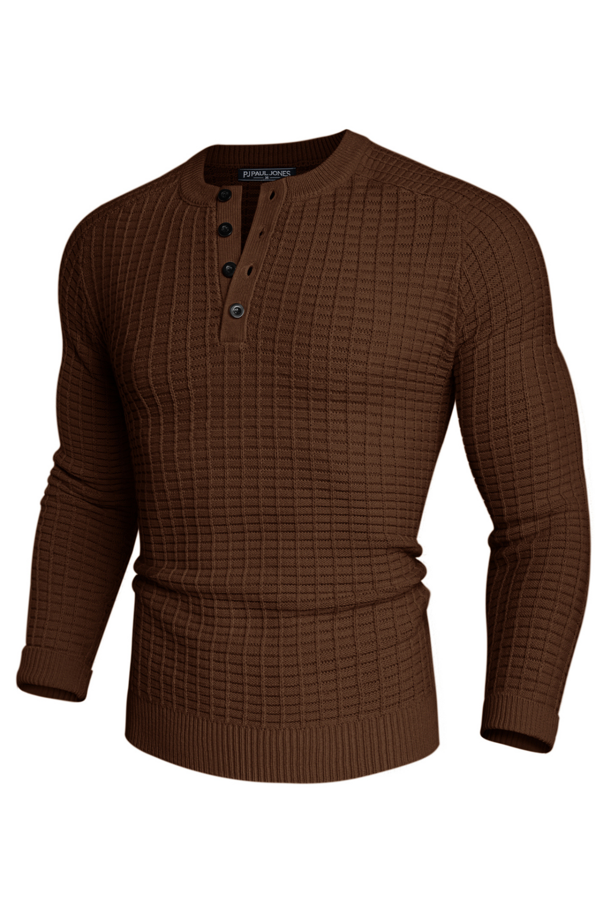 Men's Button-Up Textured Sweater – Coffee