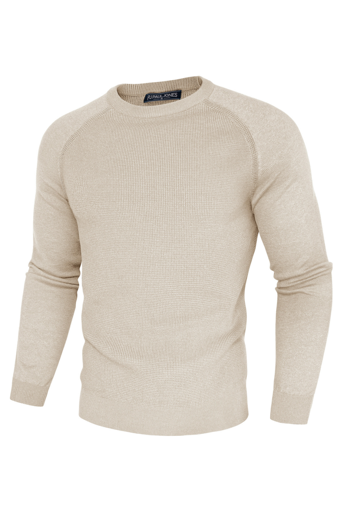 Men's Waffle Knit Textured Crew Neck Sweater – Apricot