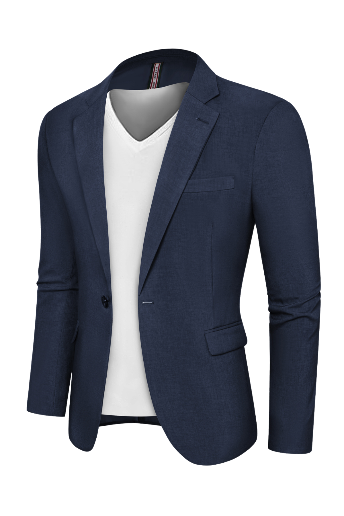 Men's V-Neck Notch Lapel Casual Blazer – Navy Blue