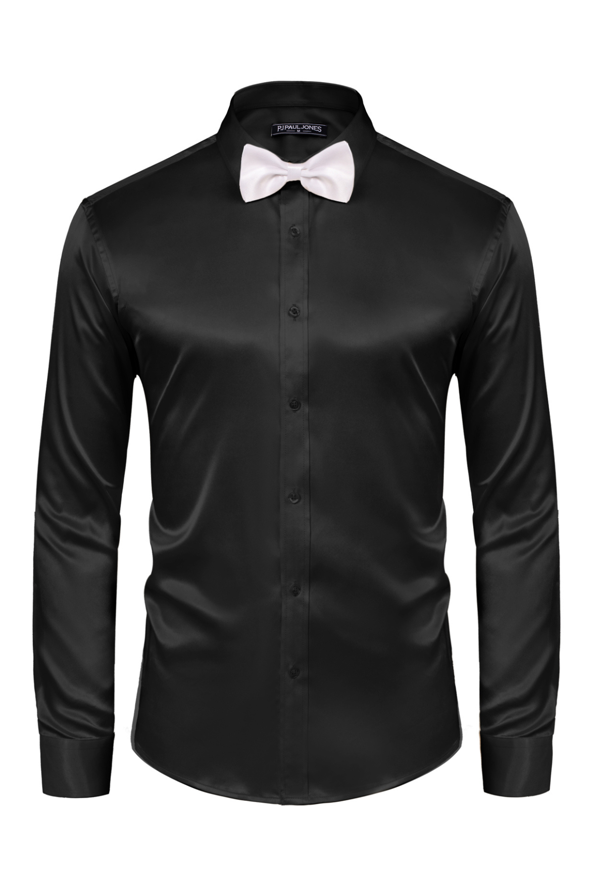 Men's Satin Button-Down Long Sleeve Shimmering Cardigan – Black