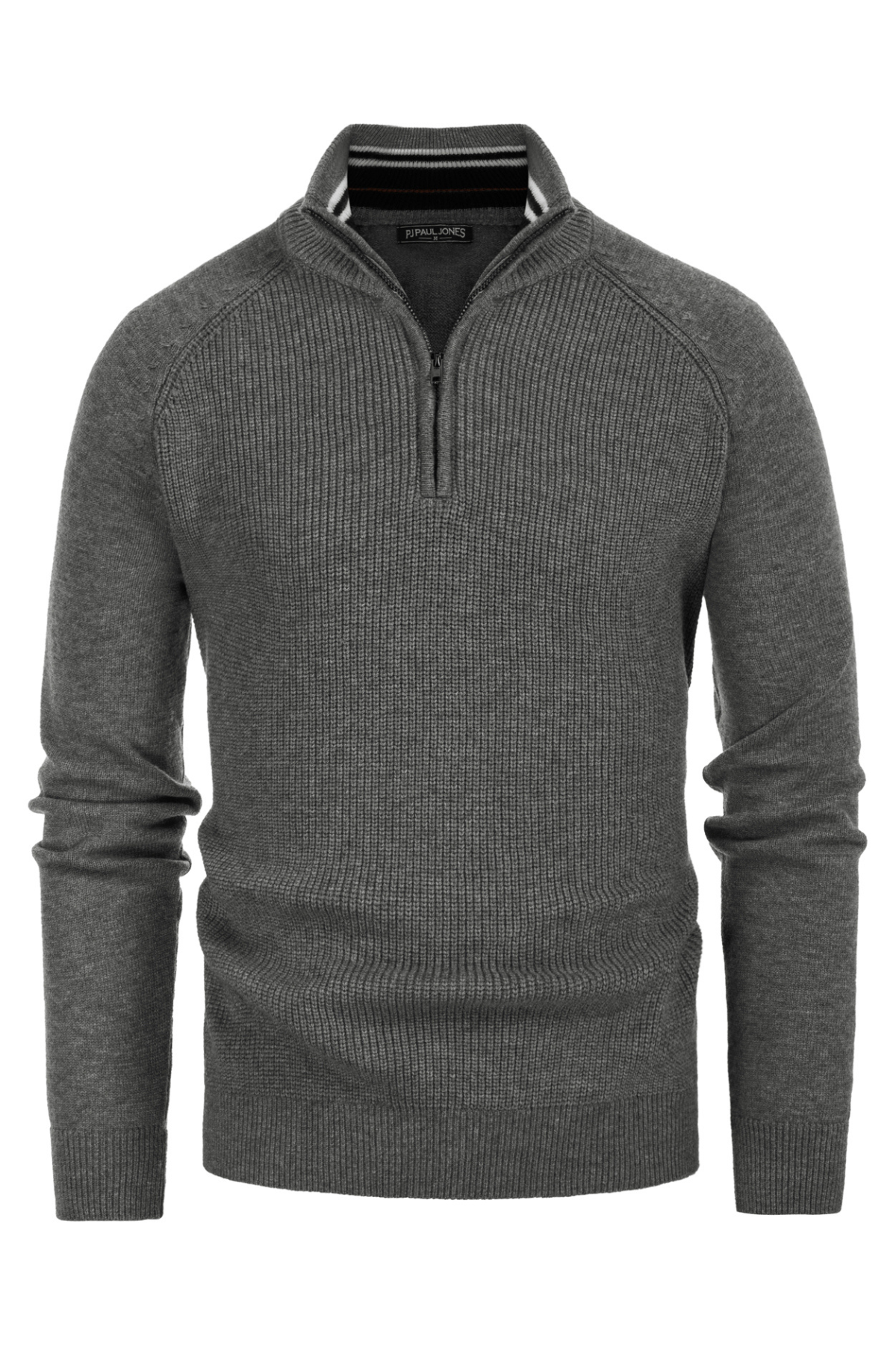 Men's Knit Mock Neck Slim-Fit Casual Quarter-Zip Sweater – Dark Gray