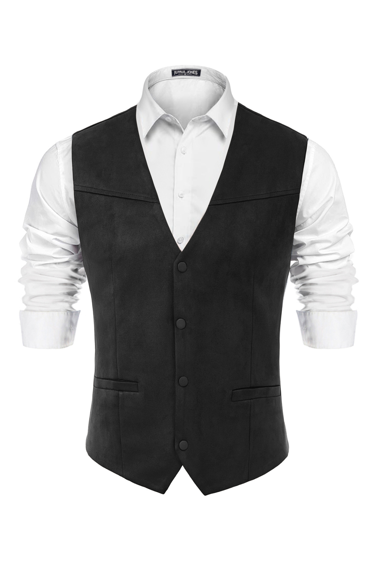Men's Faux Suede Western Casual Waistcoat – Black