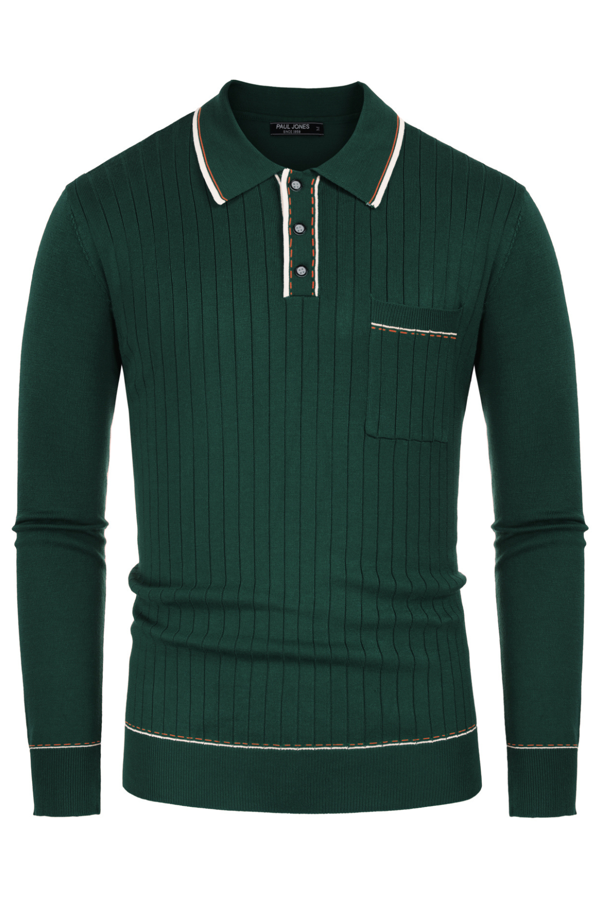 Men's Ribbed Knit Button-Up Lapel Sweater – Dark Green