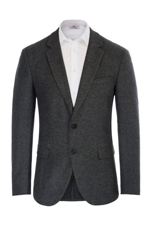 Men's Houndstooth Notch Lapel Casual Blazer – Dark Gray