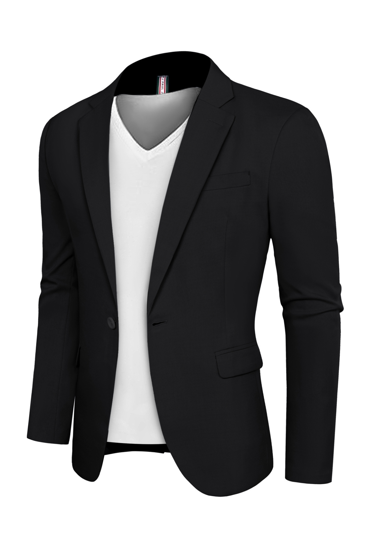 Men's V-Neck Notch Lapel Casual Blazer – Black