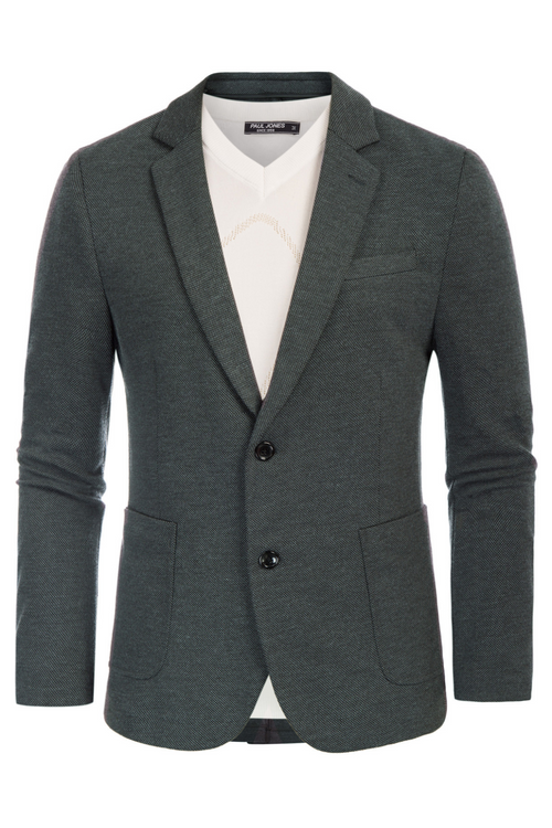 Men's Knit Two-Button Stretch Unlined Blazer – Dark Gray