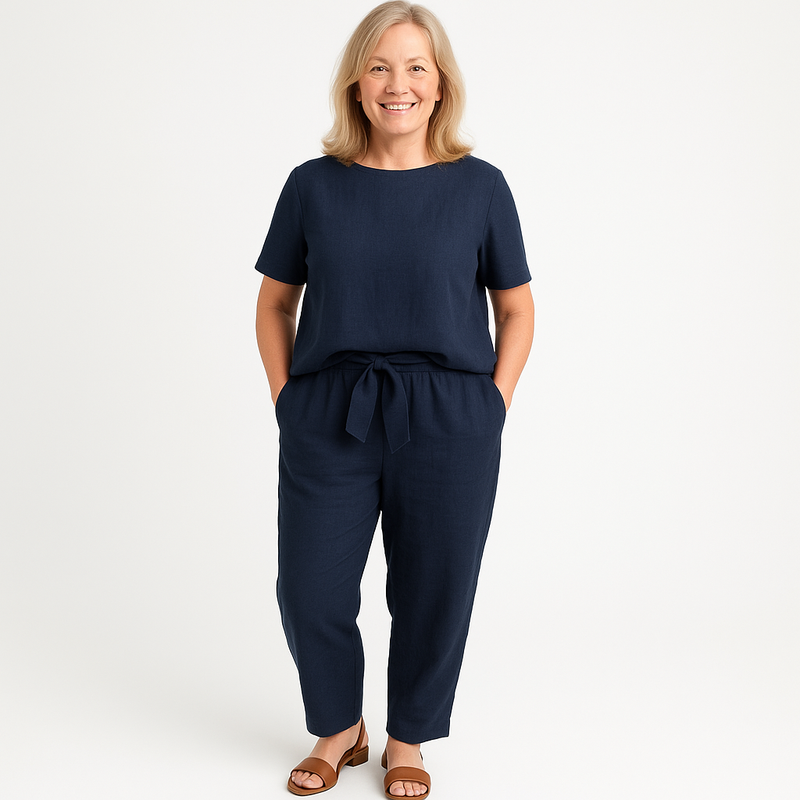 Millie | Women's Two-Piece Set | Short Sleeve Top Tapered Trousers