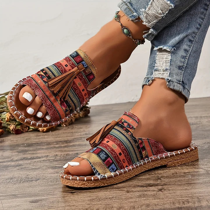 Linda | Sandals For Women | Open Toe Tassel Slide