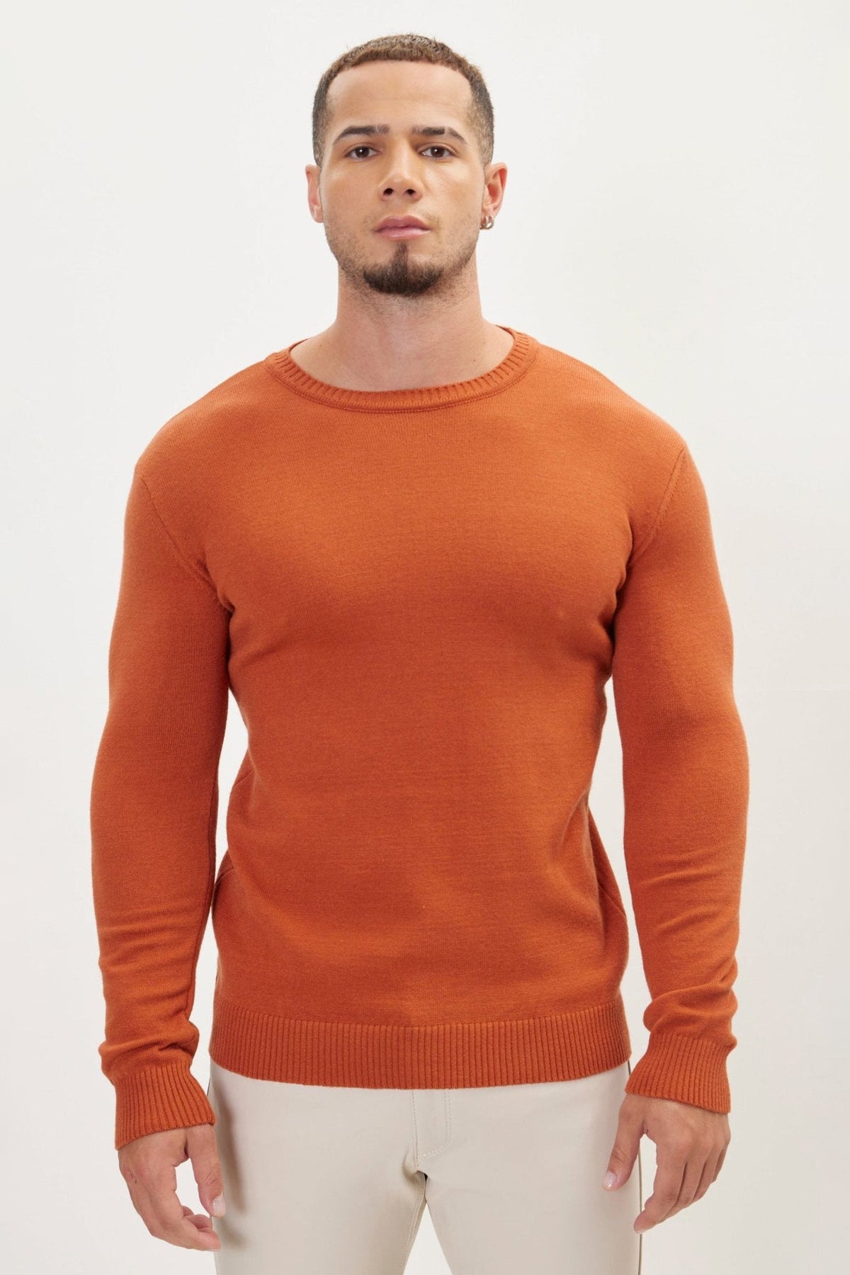 Men's Soft Drape Crew Neck Classic Sweater – detail