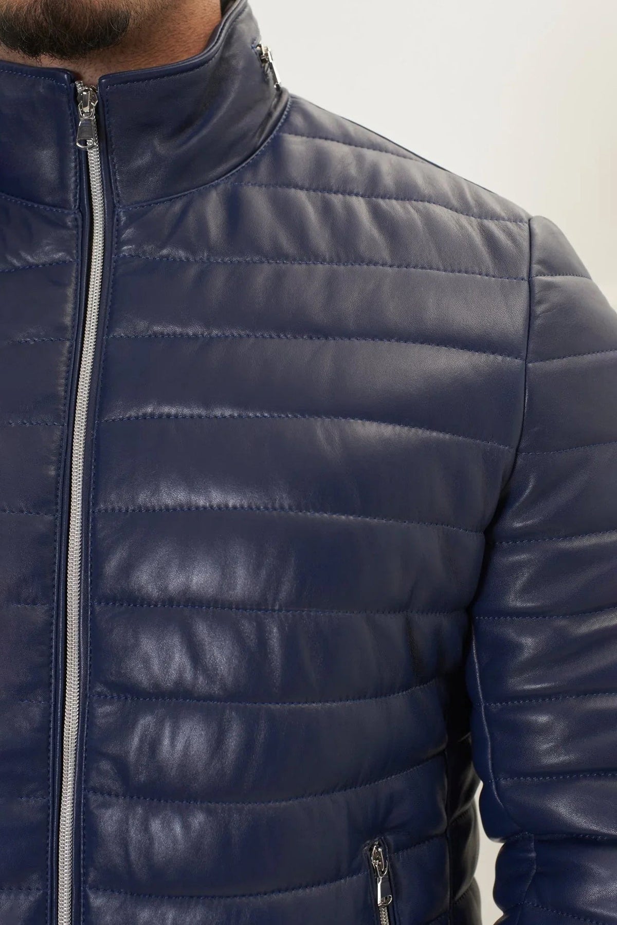 Men's Faux Leather Quilted Jacket – detail