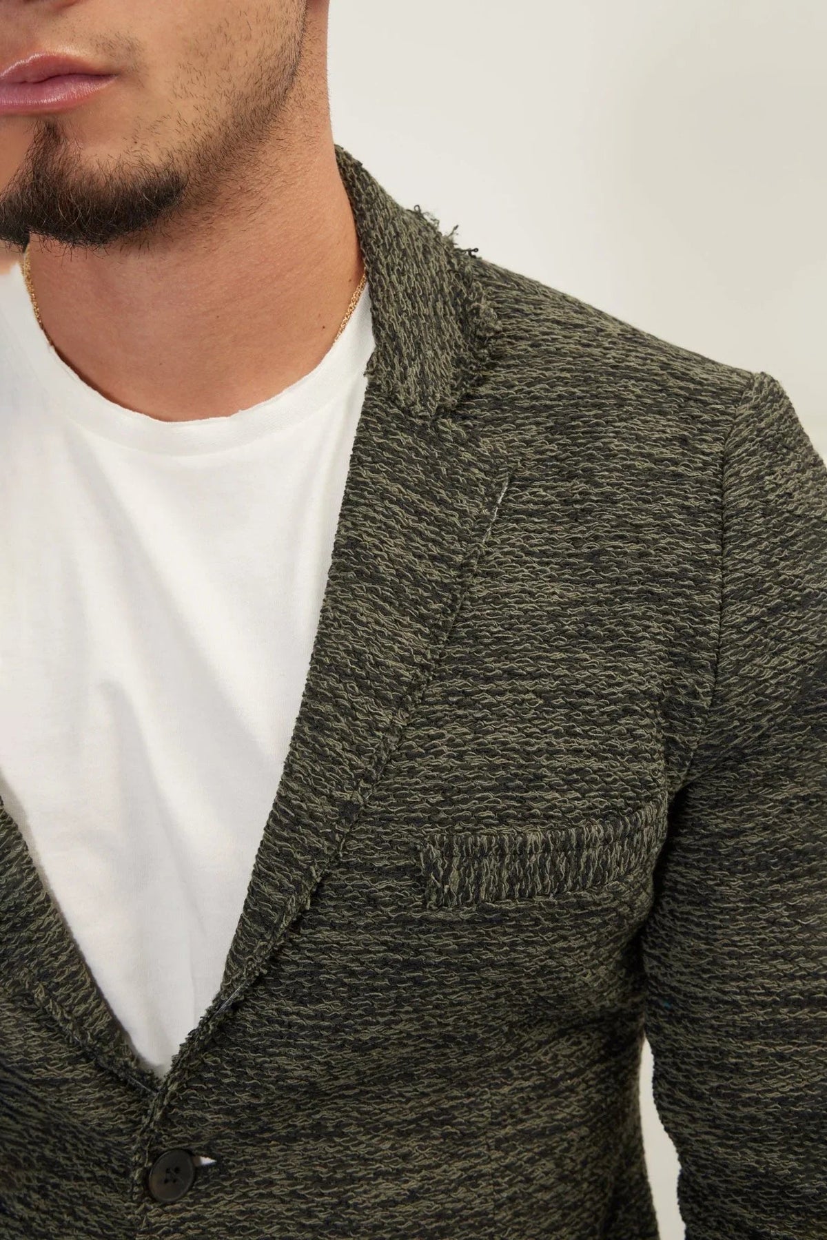 Men's Cotton Blend Fitted Cardigan Soft – detail