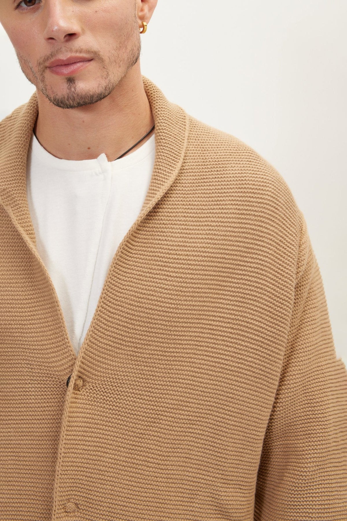 Men's Shawl Classic Minimalist Cardigan Soft – detail