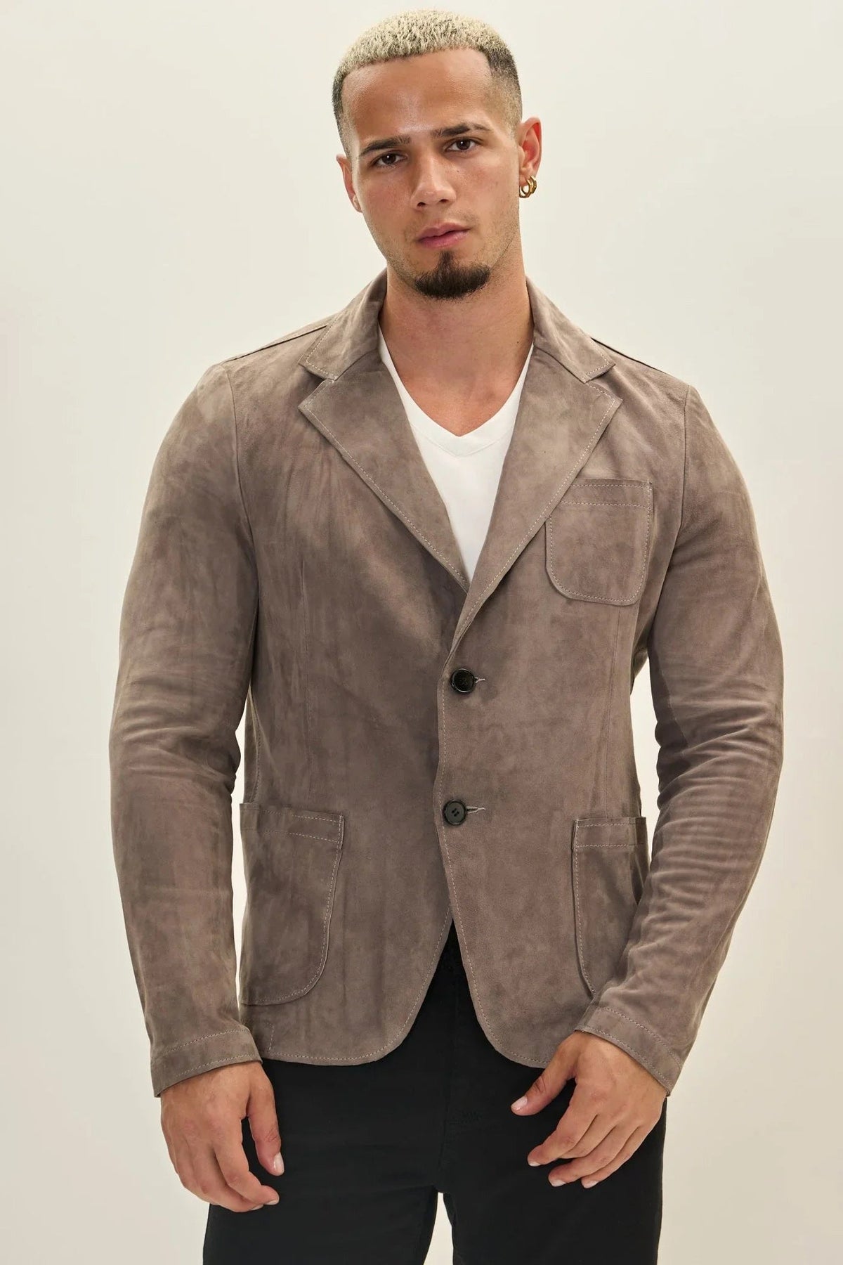Men's Suede Classic Two-Button Blazer – Gray