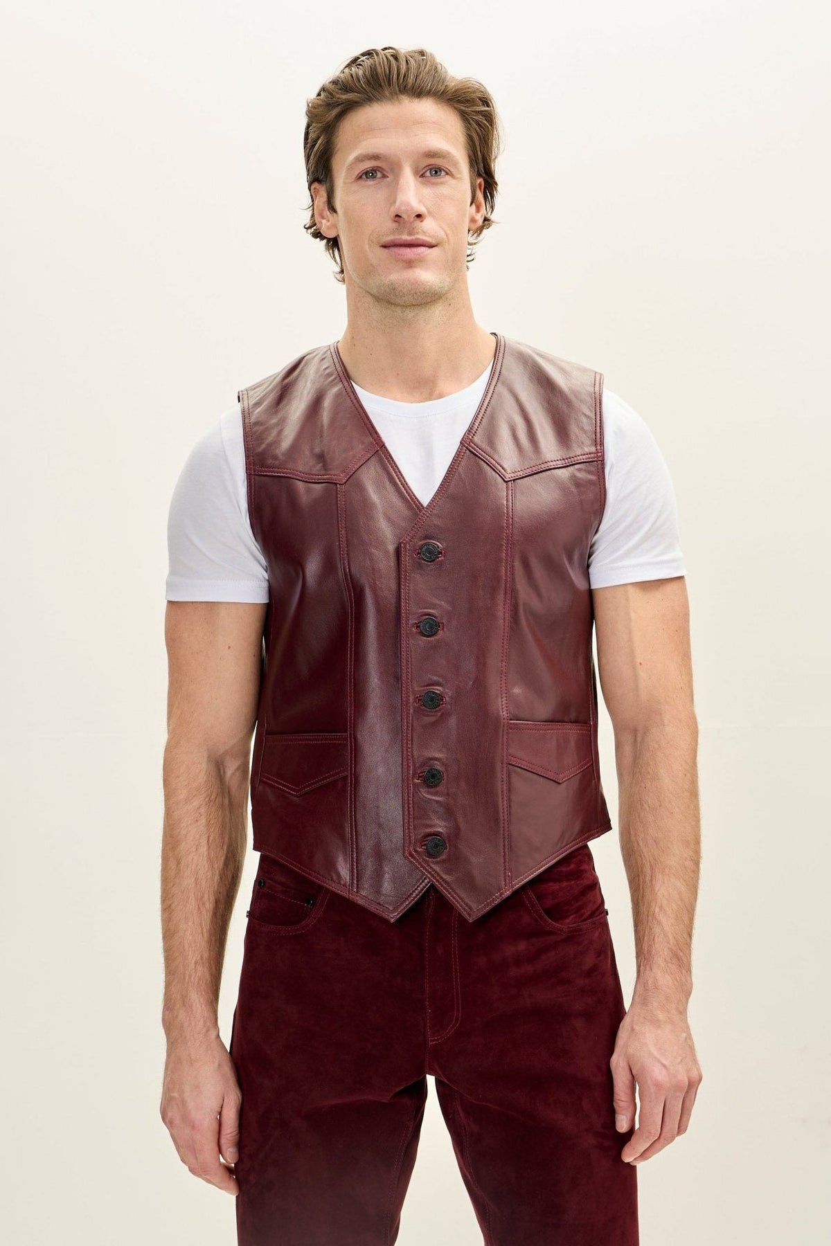 Men's Classic Club-Style Vest – Burgundy