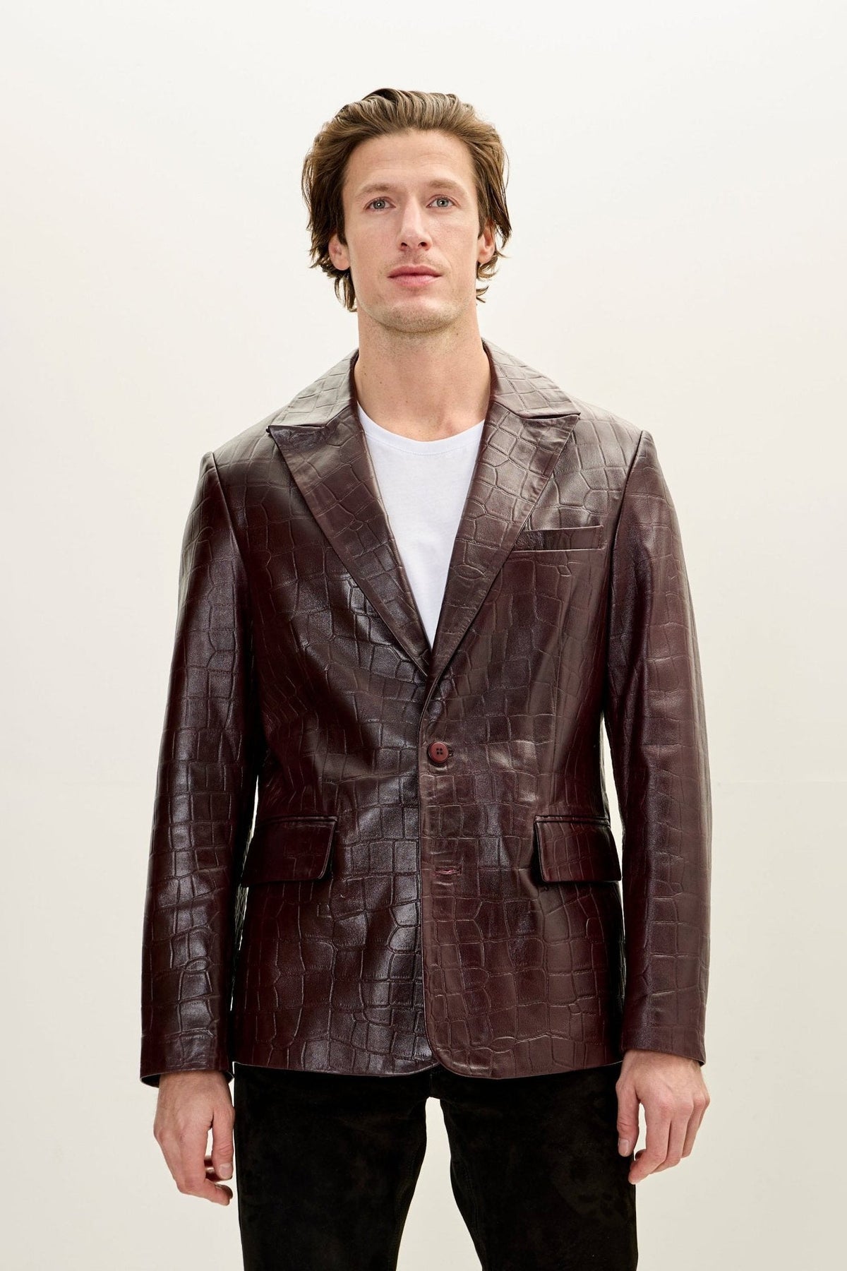 Men's Lapel Classic Blazer – Burgundy