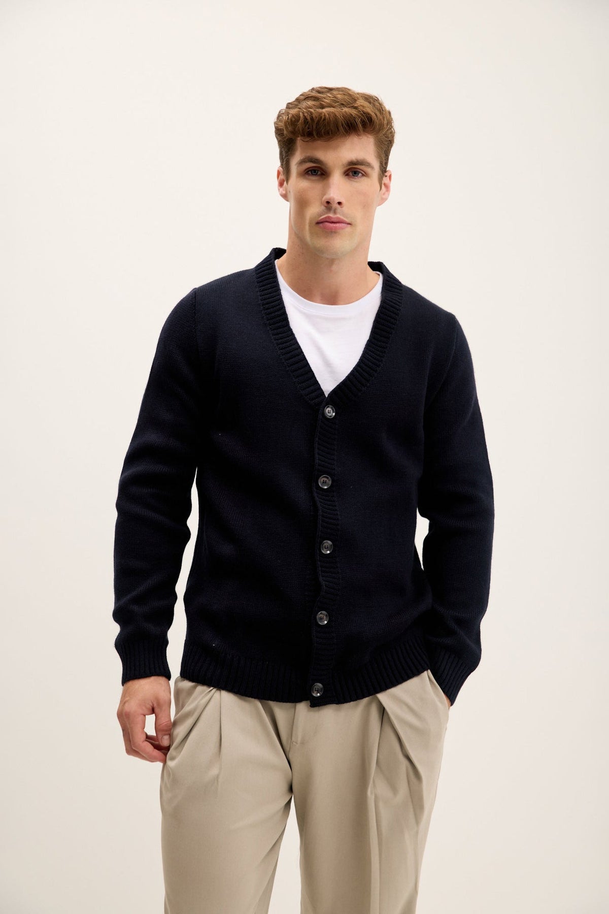 Men's V-Neck Soft Cardigan Soft – Navy