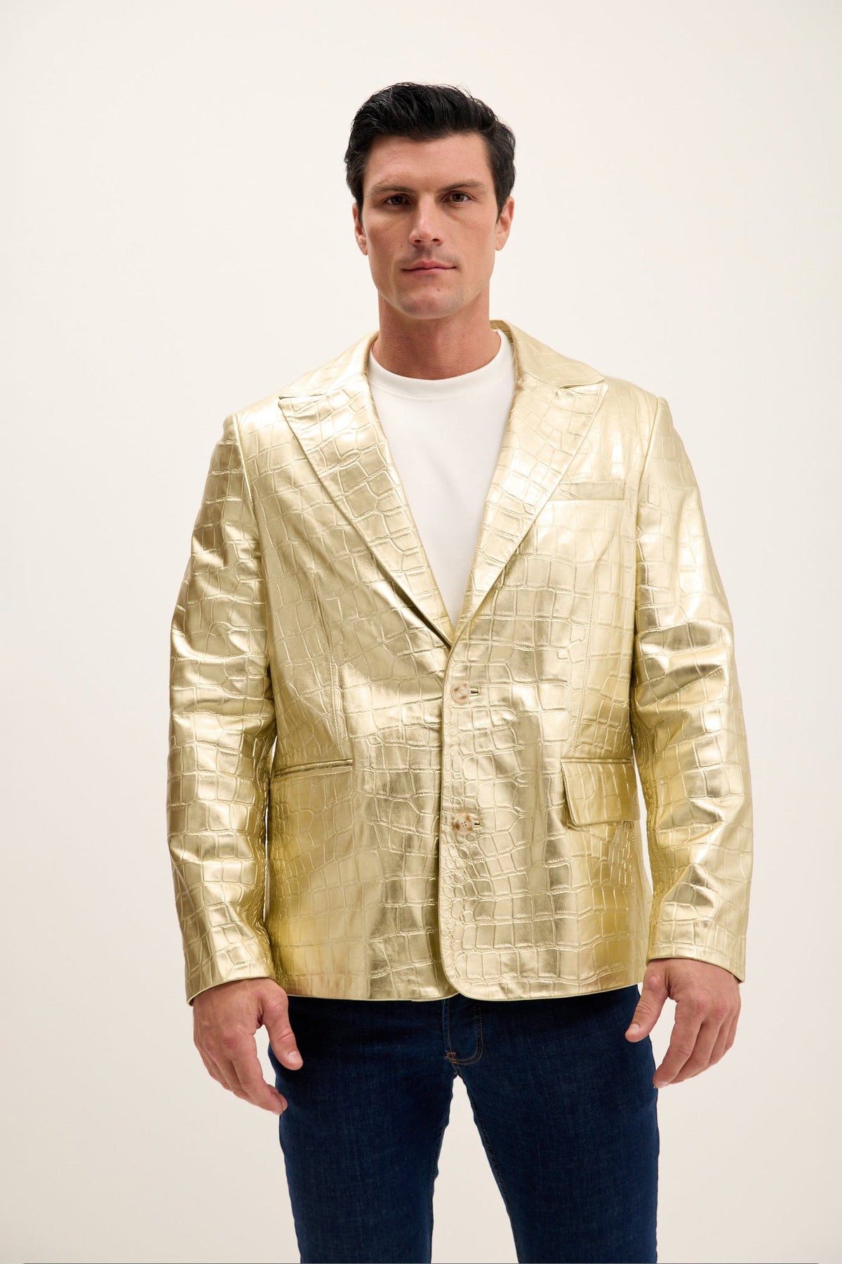 Men's Lapel Classic Blazer – Gold