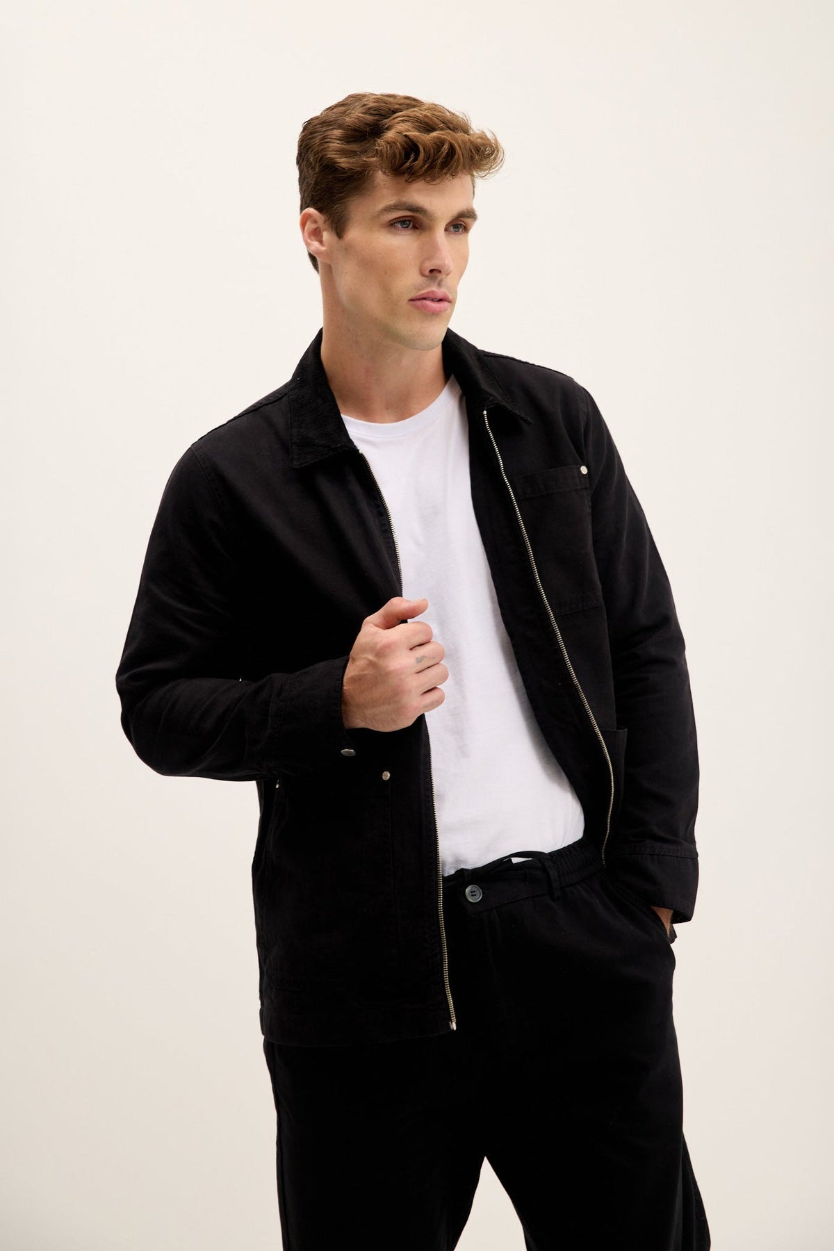 Men's Cotton Canvas Collared Jacket – detail