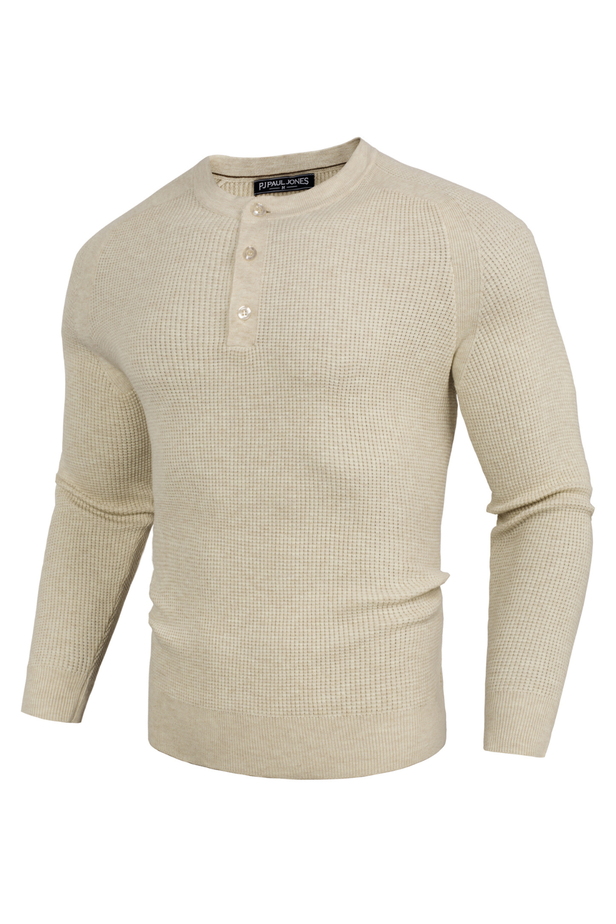 Men's Waffle Knit Textured Henley Sweater – Apricot