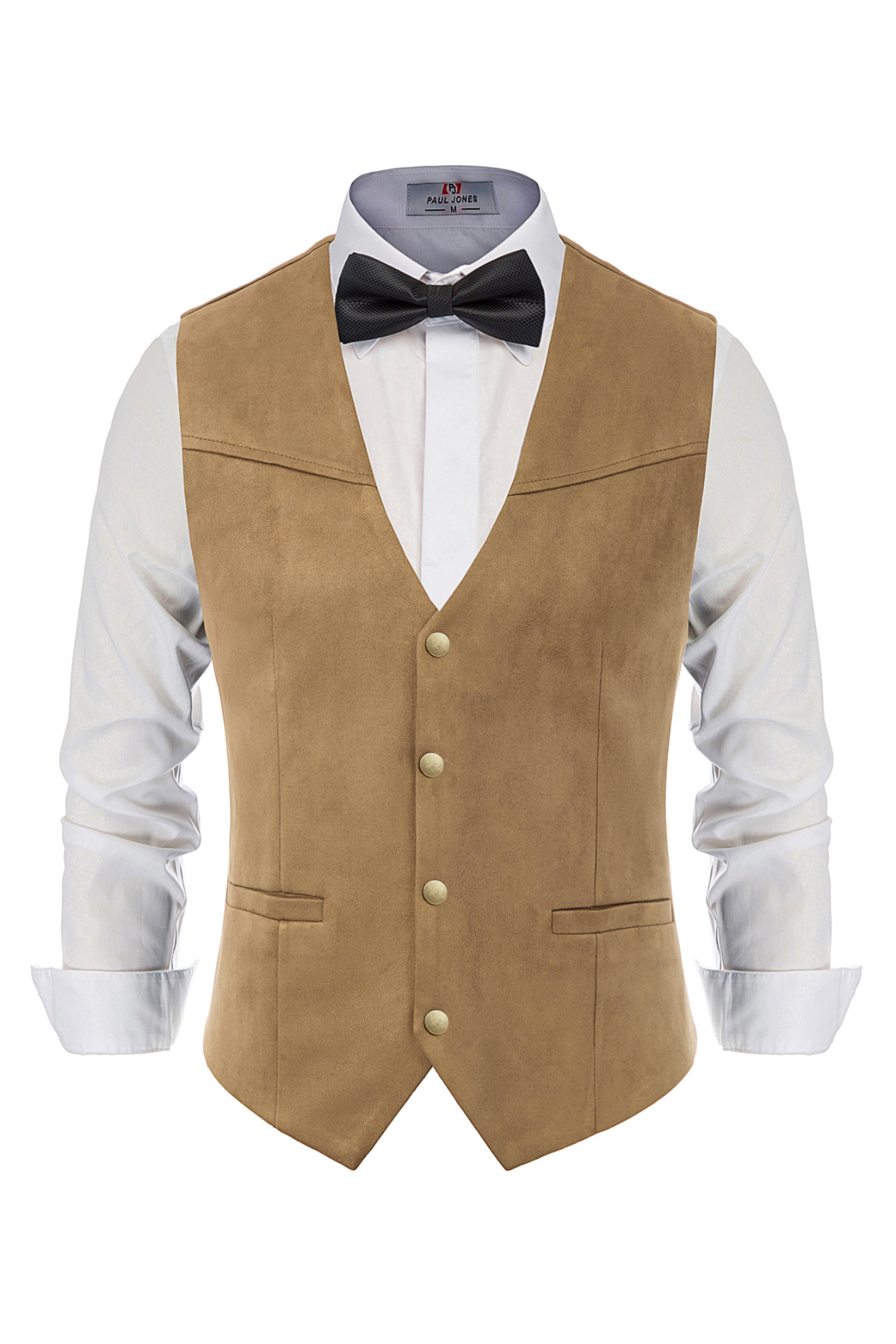 Men's Faux Suede Western Casual Waistcoat – Khaki