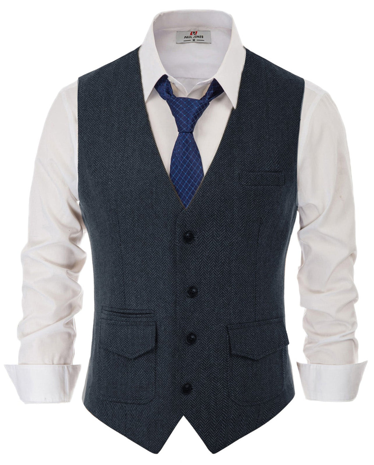 Men's Tweed Casual Pocketed Waistcoat – Navy